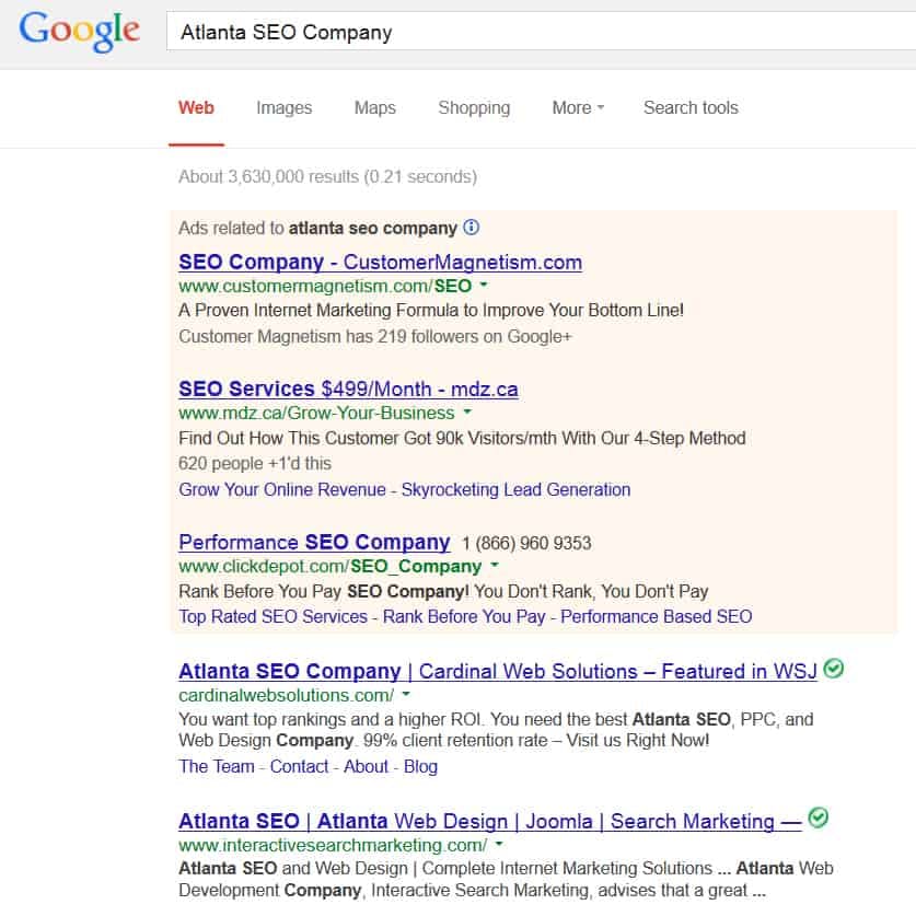 atlanta seo company google search